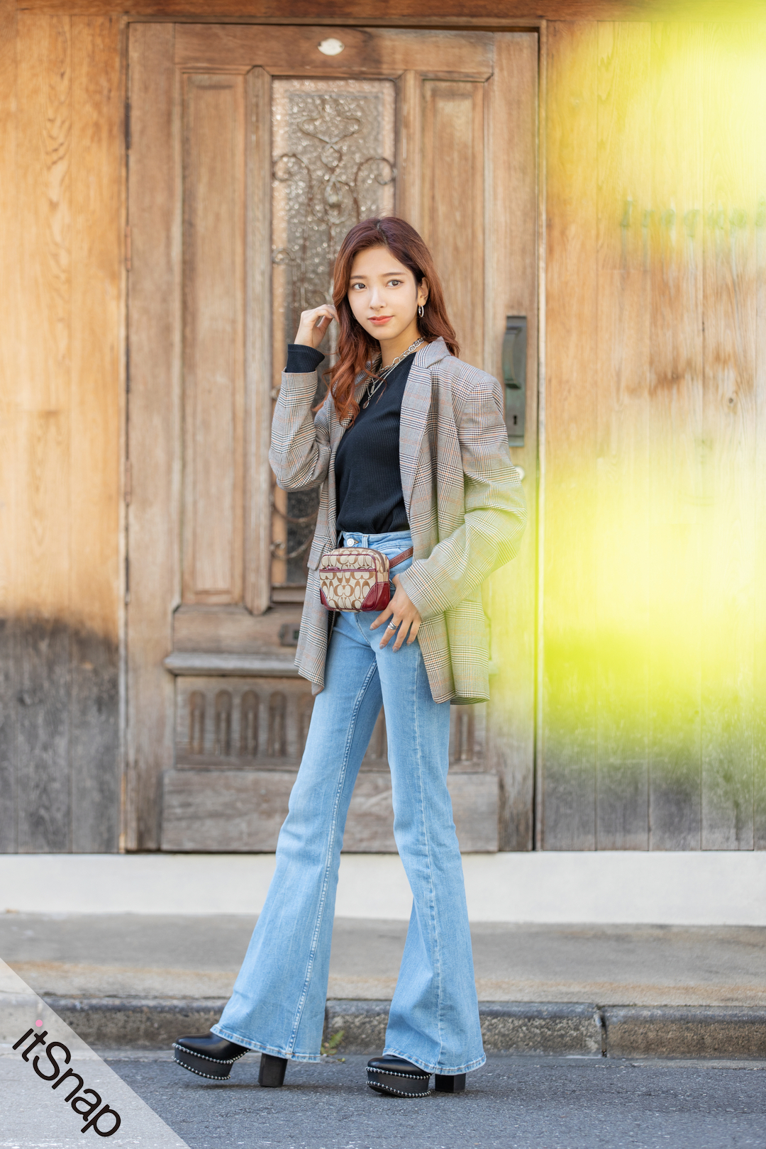  JEANS チェック柄ジャケット M 雰囲気の出るH&Mのチェック柄 ジャケットがデニムをシックな装い