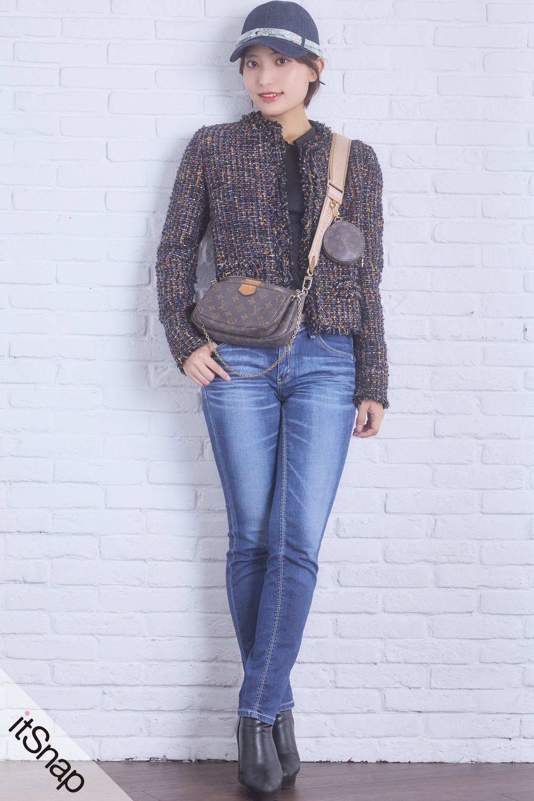 冬こそ着たいツイードジャケットを スキニーデニムでカジュアルシフト